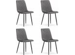 Valora Turin Sedia Velluto Grigio Scuro X4 - Set Completo Di 4 Sedie In Velluto Grigio