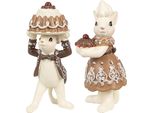 Clayre & Eef Decorazione Natalizia Figura Topo 5X5X11 / 5X5X10 Cm Plastica Marrone