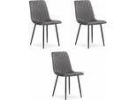 Set Di 3 Sedie Valora Turin In Velluto Grigio Scuro - Elegante Set Di 3 Sedie Grigie