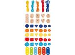 Goki 58677 Il Mio Gioco Da Infilare Colorato Perline Ø 2,5 Cm, Legno, Feltro, 48 Pezzi Da Infilare, 5 Fili,, Colorati