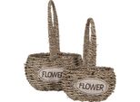 Set Di 2 Cestini Portaoggetti Clayre & Eef In Seagrass Marrone