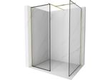 Mexen Kioto Parete Doccia Walk-In 160 X 110 Cm, Cornice Nera, Oro Spazzolato - 800-160-202-55-70-110