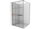 Mexen Kioto+ Parete Doccia Con Mensola Walk-In 120 X 200 Cm, Griglia Nera, Oro Rosa - 800-120-121-60-77