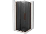 Mexen Velar Duo Cabina Doccia Scorrevole 80 X 80 Cm, Grafite, Rame Spazzolato - 871-080-080-42-65