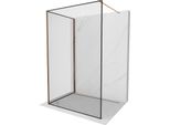 Mexen Kioto Parete Doccia Walk-In 130 X 70 Cm, Cornice Nera, Oro Rosa - 800-130-212-60-70-070