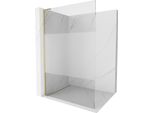 Mexen Kioto L Parete Doccia Walk-In 70 X 200 Cm, Trasparente/Brinata, Oro Spazzolato - 800-070-103-55-35