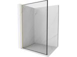 Mexen Kioto L Parete Doccia Walk-In 70 X 200 Cm, Cornice Nera, Oro Spazzolato - 800-070-103-55-70