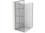 Mexen Kioto L Parete Doccia Walk-In 70 X 200 Cm, Griglia Nera, Finitura Dorata Spazzolata - 800-070-103-55-77