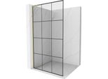 Mexen Kioto L Parete Doccia Walk-In 110 X 200 Cm, Griglia Nera, Oro Spazzolato - 800-110-103-55-77