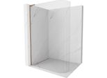 Mexen Kioto-R L Parete Doccia Arrotondata Walk-In 80 X 200 Cm, Trasparente, Oro Rosa - 800-080-103-60-06