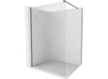 Mexen Kioto Parete Doccia Walk-In 110 X 200 Cm, Righe 8 Mm, Grigio Canna Di Fucile Spazzolato - 800-110-101-66-09
