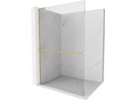 Mexen Kioto+ L Parete Doccia Con Mensola Walk-In 110 X 200 Cm, Trasparente, Oro Spazzolato - 800-110-123-55-00