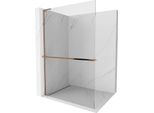 Mexen Kioto+ L Pannello Doccia Con Mensola Walk-In 110 X 200 Cm, Trasparente, Oro Rosa - 800-110-123-60-00