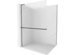 Mexen Kioto+ L Parete Doccia Con Mensola Walk-In 110 X 200 Cm, Brina, Grigio Canna Di Fucile Spazzolato - 800-110-123-66-30