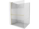 Mexen Kioto+ L Parete Doccia Con Mensola Walk-In 80 X 200 Cm, Trasparente/Brina, Oro Spazzolato - 800-080-123-55-35