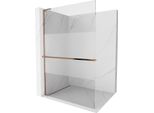 Mexen Kioto+ L Pannello Doccia Con Mensola Walk-In 90 X 200 Cm, Trasparente/Frost, Oro Rosa - 800-090-123-60-35