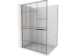 Mexen Kioto+ L Parete Doccia Con Ripiano Walk-In 110 X 200 Cm, Motivo Nero, Oro Rosa - 800-110-123-60-78