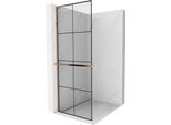 Mexen Kioto+ L Pannello Doccia Con Mensola Walk-In 80 X 200 Cm, Griglia Nera, Oro Rosa - 800-080-123-60-77