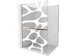 Mexen Kioto+ L Parete Doccia Con Mensola Walk-In 100 X 200 Cm, Onda Bianca, Oro Rosa - 800-100-123-60-97