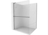 Mexen Kioto+ L Parete Doccia Con Mensola Walk-In 120 X 200 Cm, Strisce, Gun Metal - 800-120-123-95-09