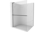 Mexen Kioto+ L Pannello Doccia Con Mensola Walk-In 120 X 200 Cm, Righe, Grigio Gun Spazzolato - 800-120-123-66-09