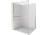 Mexen Kioto+ L Parete Doccia Con Mensola Walk-In 110 X 200 Cm, Righe, Oro Satinato - 800-110-123-55-09