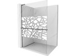 Mexen Kioto+ L Parete Doccia Con Mensola Walk-In 70 X 200 Cm, Motivo Bianco, Grigio Canna Spazzolato - 800-070-123-66-85