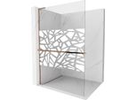 Mexen Kioto+ L Parete Doccia Con Mensola Walk-In 70 X 200 Cm, Motivo Bianco, Oro Rosa - 800-070-123-60-85