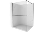 Mexen Kioto+ Parete Doccia Con Mensola Walk-In 90 X 200 Cm, Strisce, Gun Metal - 800-090-121-95-09