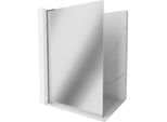 Mexen Kioto L Parete Doccia Walk-In 80 X 200 Cm, Specchio, Grigio Canna Di Fucile Spazzolato - 800-080-103-66-50