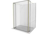 Mexen Kioto Parete Doccia Autoportante 130 X 30 X 30 Cm, Cornice Nera, Oro - 800-130-030-222-50-70-030