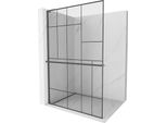 Mexen Kioto+ L Pannello Doccia Con Mensola Walk-In 90 X 200 Cm, Motivo Nero, Gun Gray Spazzolato - 800-090-123-66-78