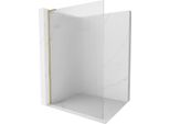 Mexen Kioto L Parete Doccia Walk-In 90 X 200 Cm, Strisce, Oro Spazzolato - 800-090-103-55-09