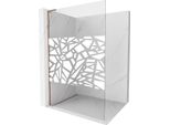 Mexen Kioto L Parete Doccia Walk-In 110 X 200 Cm, Motivo Bianco, Oro Rosa - 800-110-103-60-85