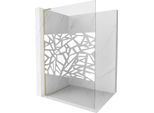 Mexen Kioto L Pannello Doccia Walk-In 90 X 200 Cm, Motivo Bianco, Oro Spazzolato - 800-090-103-55-85