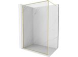 Mexen Kioto-Xf Parete Doccia Walk-In Con Cornice 160 X 202 Cm, Trasparente 10 Mm, Oro Spazzolato - 800-160-104-55-00-X