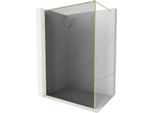 Mexen Kioto-F Parete Doccia Walk-In Con Cornice 120 X 202 Cm, Grafite 8 Mm, Oro Spazzolato - 800-120-104-55-40