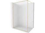 Mexen Kioto-F Parete Doccia Walk-In Con Cornice 120 X 202 Cm, Brina 8 Mm, Oro Spazzolato - 800-120-104-55-30