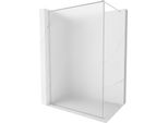 Mexen Kioto-Xf Parete Doccia Walk-In Con Cornice 110 X 202 Cm, Brina 10 Mm, Nichel Spazzolato - 800-110-104-97-30-X