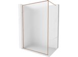 Mexen Kioto-Xf Parete Doccia Walk-In Con Cornice 50 X 202 Cm, Ghiaccio 10 Mm, Rame Spazzolato - 800-050-104-65-30-X