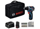 Akku-Bohrschrauber Gsr 12V-32 Professional, 12Volt Blau/Schwarz, 2X Li-Ionen Akku 2,0Ah, 24-Teiliges ZubehöR-Set, Werkzeugtasche