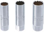 Set Di Bussole Per Candele A Dodici Punte | Attacco Quadro 10 Mm (3/8") | Sw 14 - 16 - 18 Mm | 3 Pz."