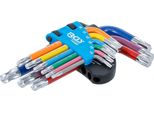Set Di Chiavi Esagonali | Multicolore | Corte | Profilo A T (Per Torx) Con Testa Sferica T10 - T50 | 9 Pz.