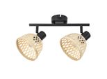 Lampada Da Parete E Soffitto Rattan Boho E14 Nero Opaco Rattan 3134 Rabalux