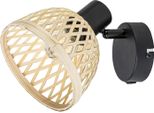 Faretto Rattan Metallo Nero Opaco E14 1X Max 15W Lampada Da Parete Lampada Da Parete Rattan H:14Cm Ø13,5Cm L:15Cm