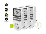 Goobay 64902 Timer Digitale, Set Di 3, Bianco - Timer Programmabile Con Contatto Di Terra (Tipo F)