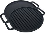 Victoria 38007 Piastra Per Grigliare In Ghisa Smaltata 32 Cm Per Barbecue A Fuoco Vivo, Senza Ptfe, Nera