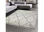 Tappeto Da Salotto Moderno Con Motivo A Diamante Marocchino In Grigio Crema Dimensioni - 80X150 Cm
