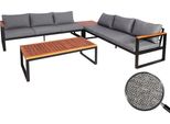 Set Da Giardino HWC-L26, Divano Lounge Da Giardino, Alluminio, Legno Di Acacia Mvg ~ Grigio Scuro