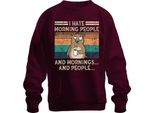 Hate Morning People Mornings And People Kaffee BäR Felpa Vintage Grunge Unisex Pullover, Borgogna, Xxl